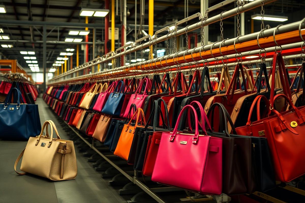 Finished bags on inspection rack