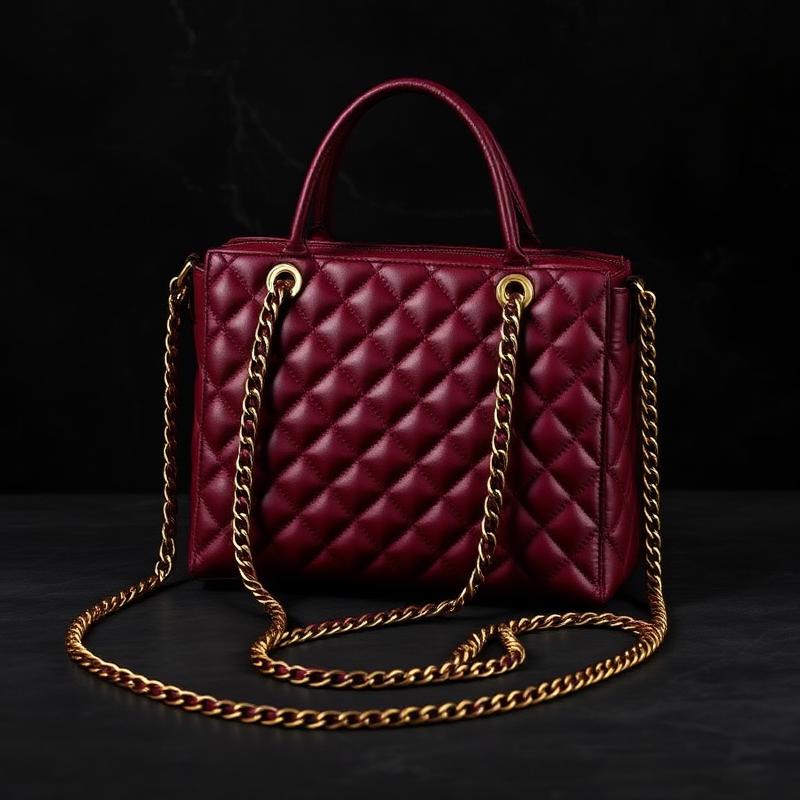 Merlot Quilted Chain Tote